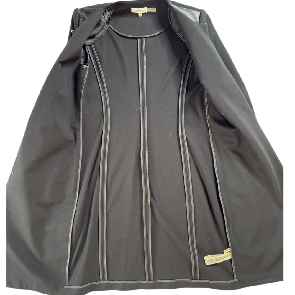 Calvin Klein NWOT Office Edgy Chic Long Sleeve Topper Jacket Suede Leather S - Picture 4 of 11